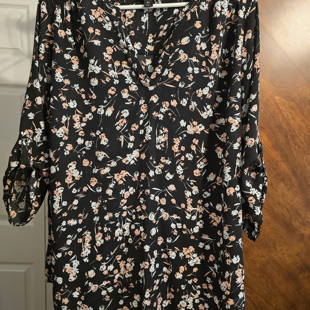 Floral Black and White Dress